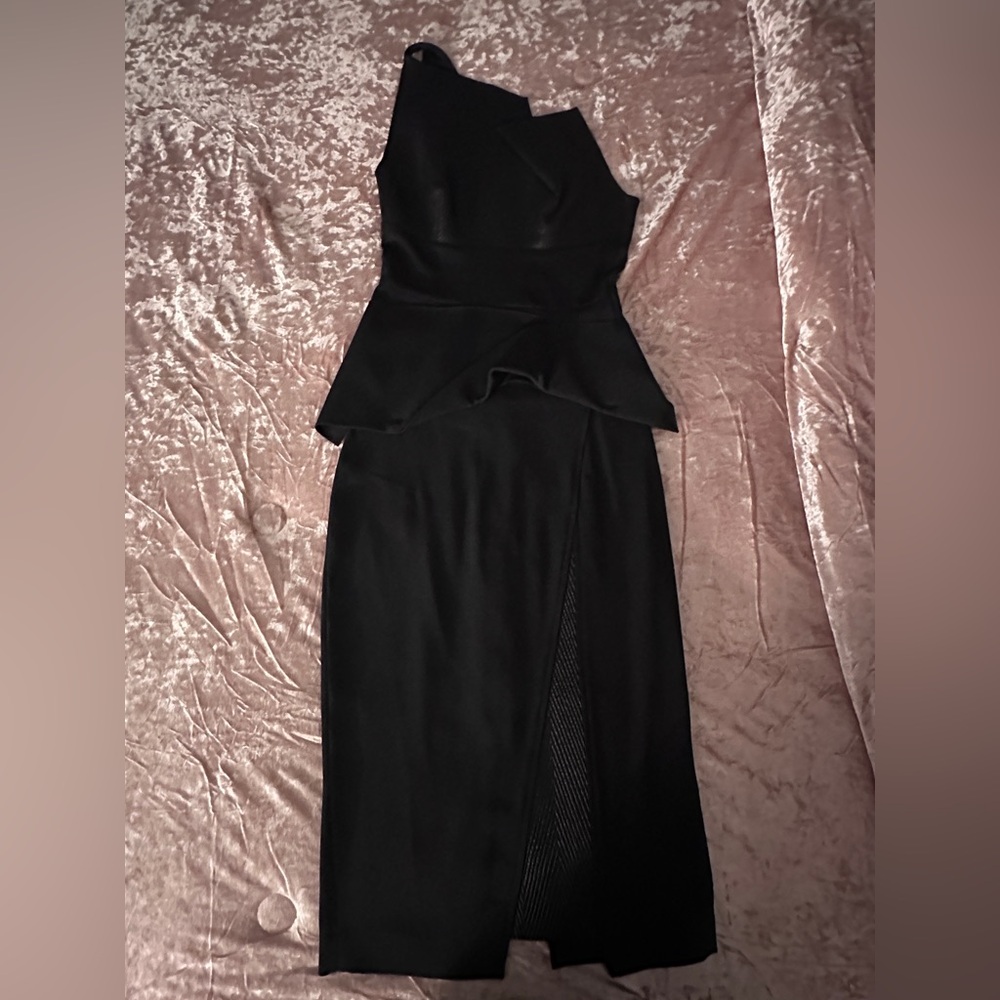 Roland Mouret Black Asymmetrical One Shoulder Skirt Set